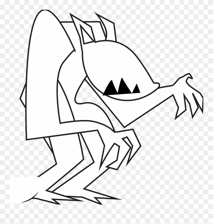 Werewolf Beta Black White Art Halloween Svg - Pencil Clipart