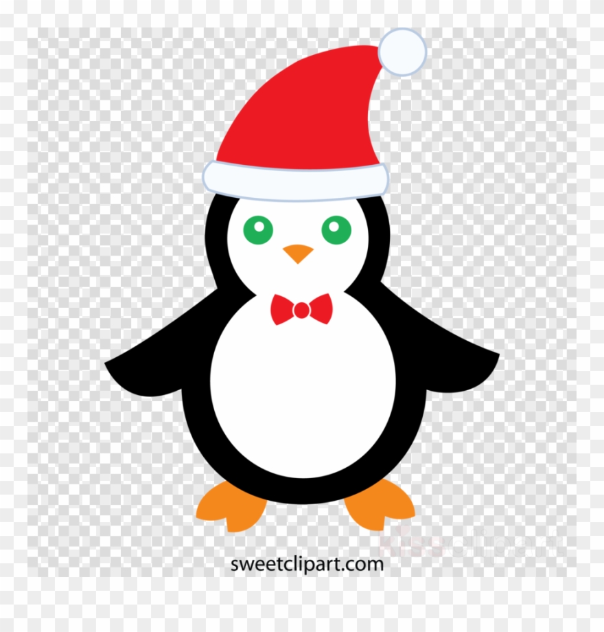Christmas Penguin Cute Clipart Santa Claus Penguin - Clip Art - Png Download