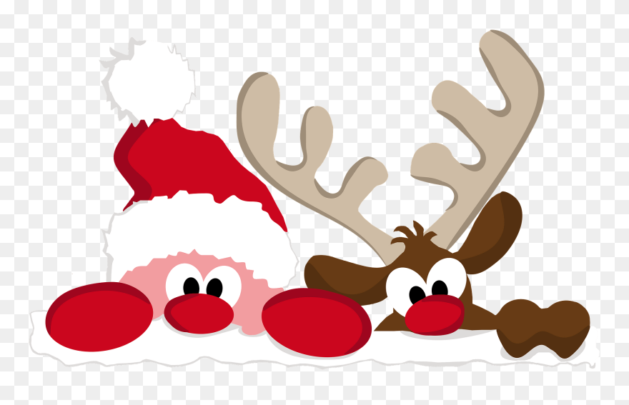 Currant,santa Claus,moose, - Cute Santa And Reindeer Clipart - Png Download