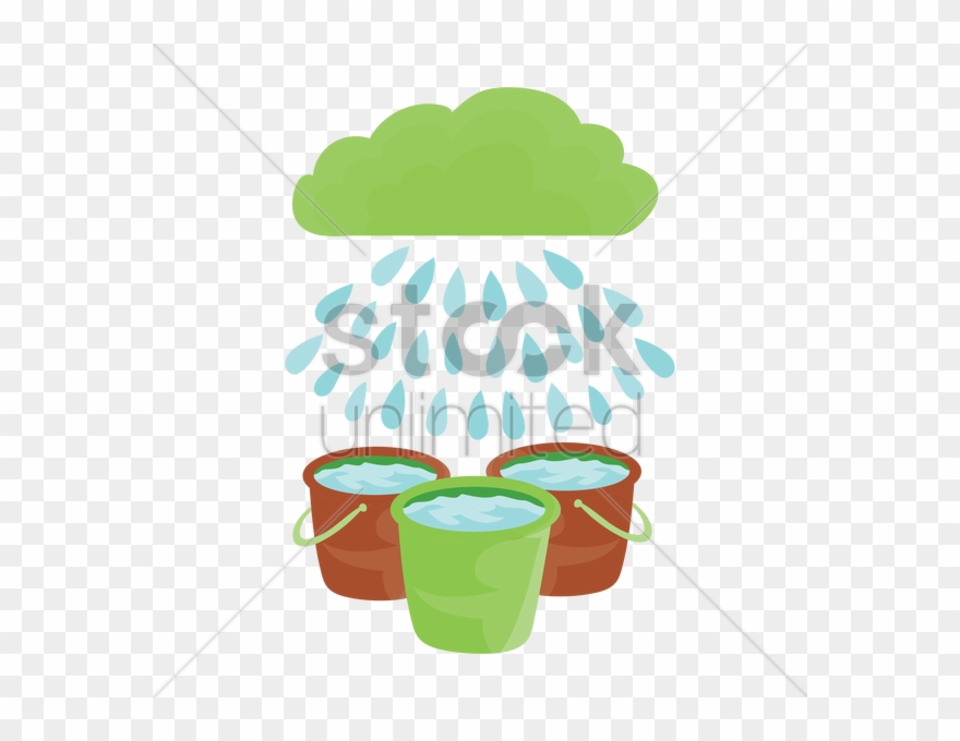 Saving Of Rain Water Vector Image Clipart Rain Bucket - Water Bucket Rain Clipart - Png Download