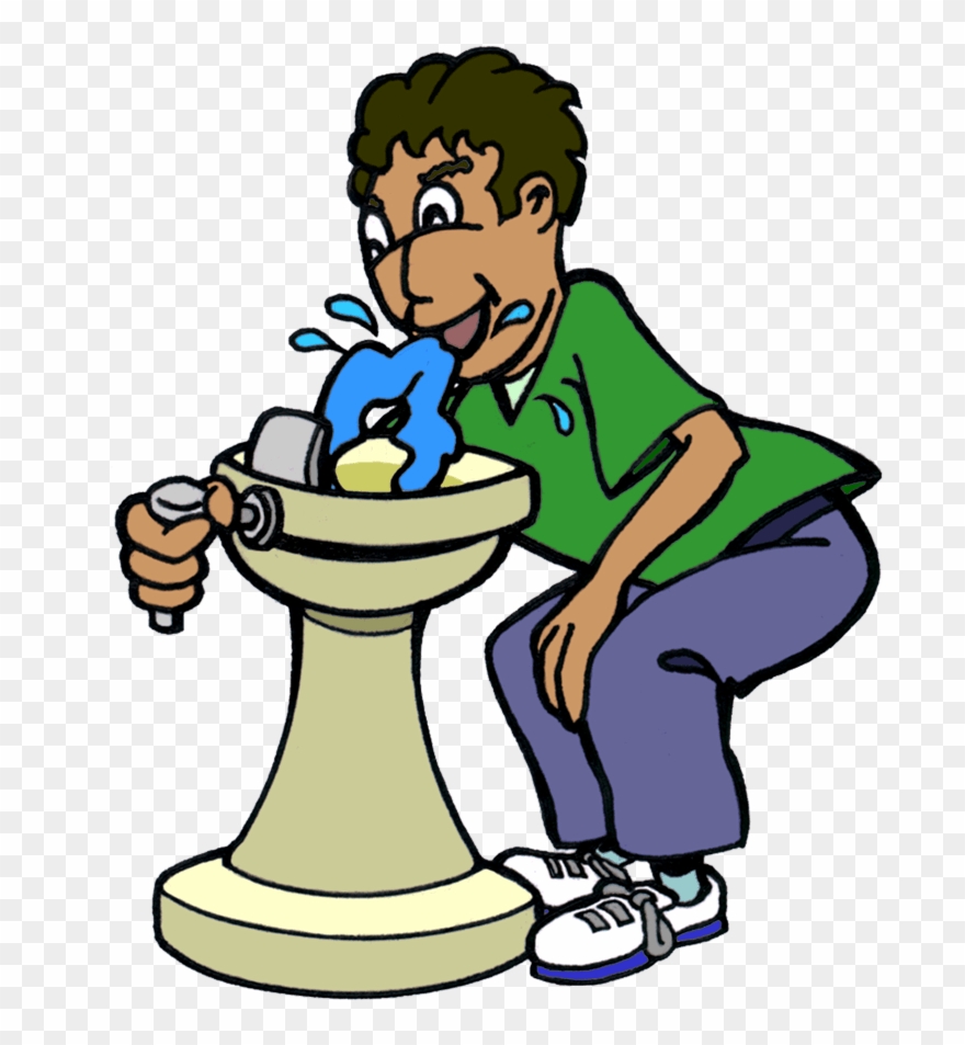 Drawing Of Boy Bending Over To Drink From A Water Fountain - Drinking Fountain Water Clipart - Png Download