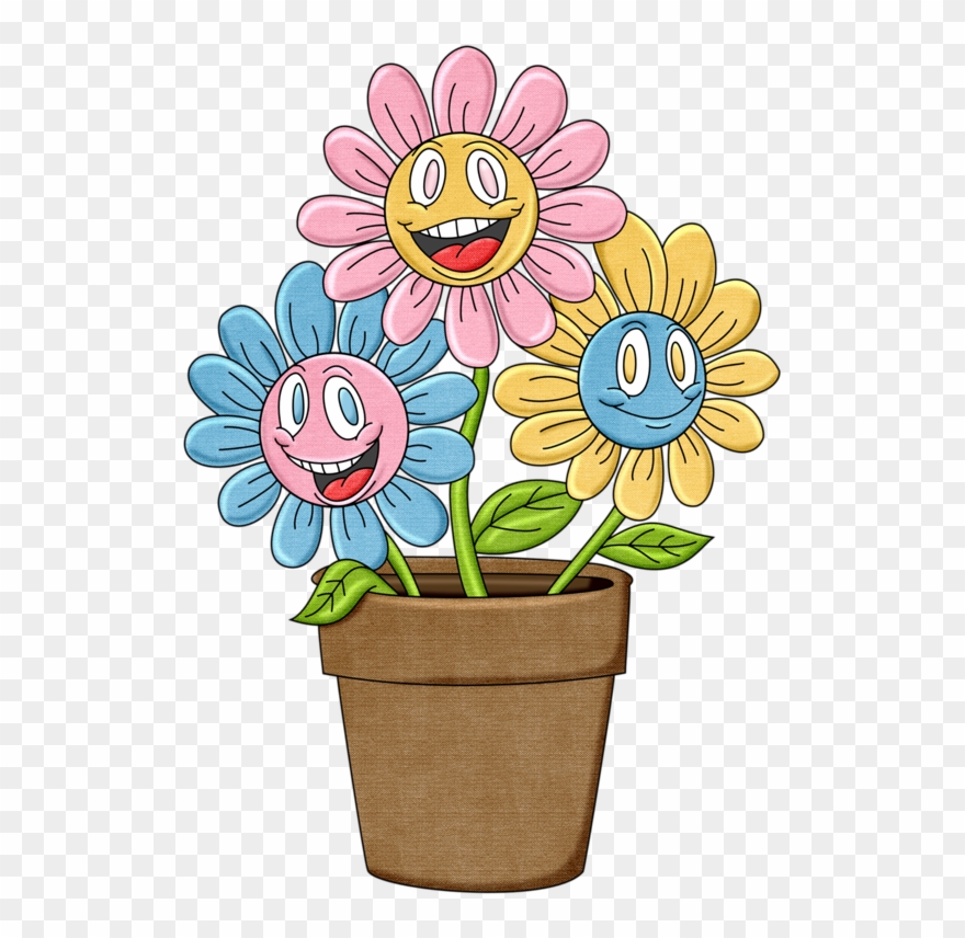 Pps Happy Flowers - Цветы В Горшках Рисунок Clipart