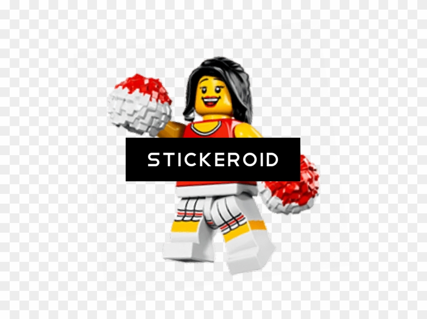 Стикер Лего - Lego 8833 Series 8 Minifig Minifigure Red Cheerleader Clipart