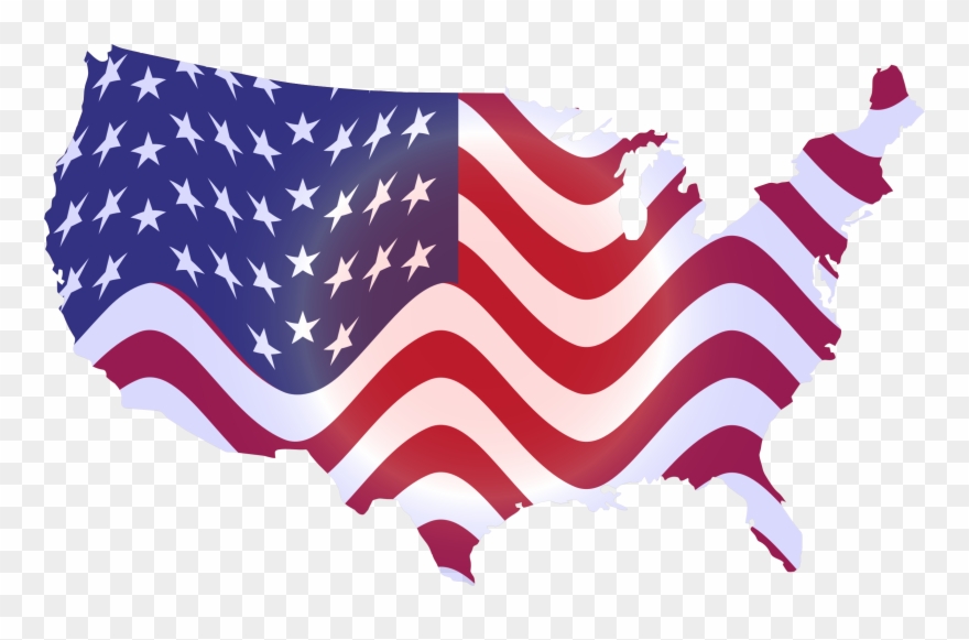 Flag Of The United States World Map - Wavy Us Flag Map Clipart