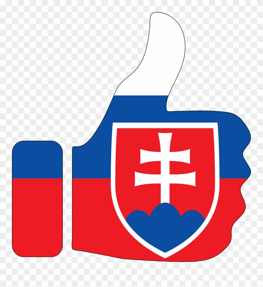 Flag Of Slovakia Thumb Signal - White Blue Red Flag With Symbol Clipart