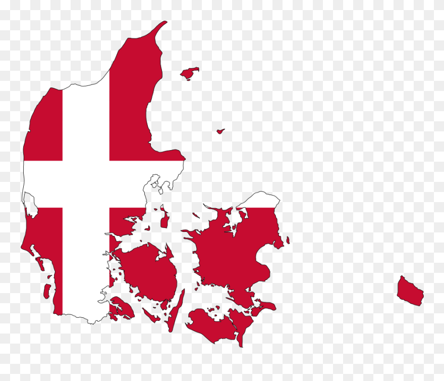Flag Of Denmark Vector Map National Flag - Denmark Map With Flag Clipart