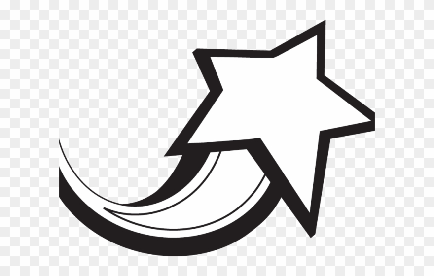 Shooting Star Clipart Cute - Shooting Star Clipart Black And White Free - Png Download