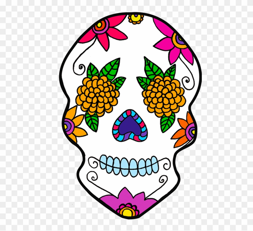 Sugar Skull Clipart Calavera - Sugar Skull With Marigold Eyes - Png Download