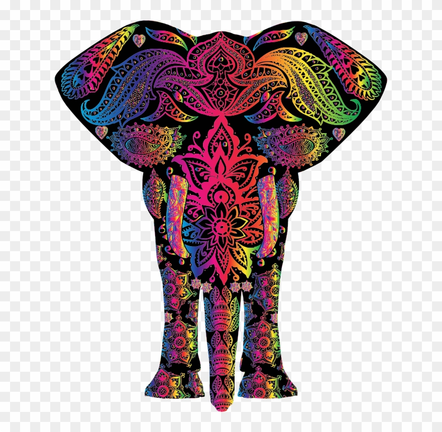 Rainbow Clipart Elephant - Colorful Elephant - Png Download