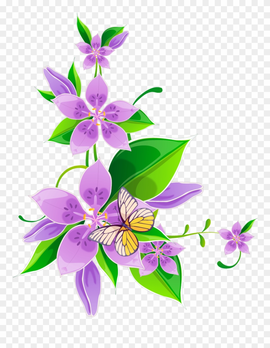 Svg Library Library Flower Purple Corner Flowers Transprent - New Photoshop Flower Brushes Clipart