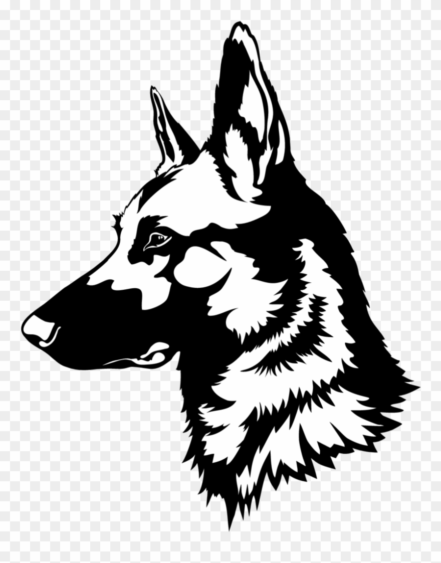 German Shepherd Dog Head Sticker - German Shepherd Face Drawing Clipart