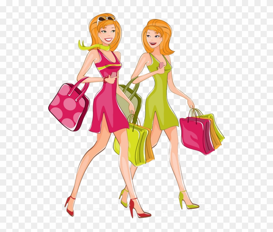 Personnages, Illustration, Individu, Personne, Gens - Girls Shopping Clipart - Png Download