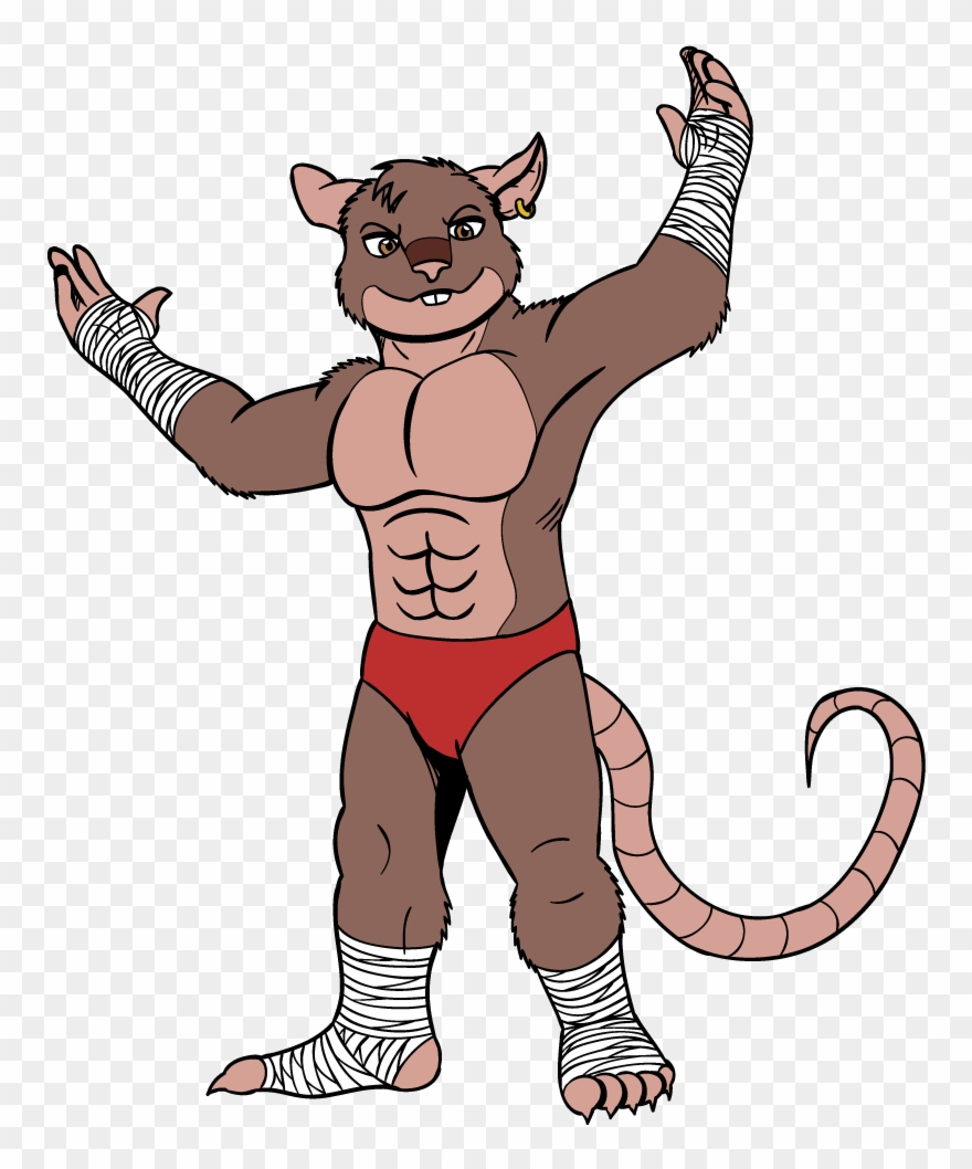 Cute Wrasslin Rat - Cartoon Clipart