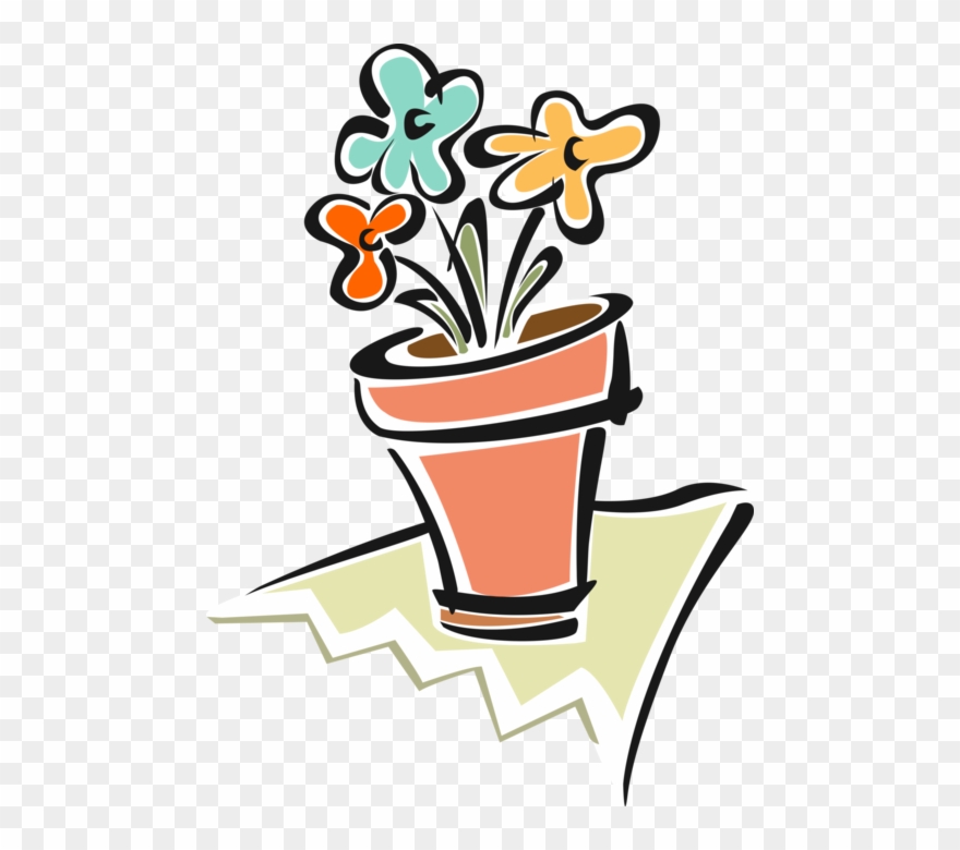 Vector Illustration Of Flower Pot With Flowers - Vasi Con Fiori Clip Art - Png Download