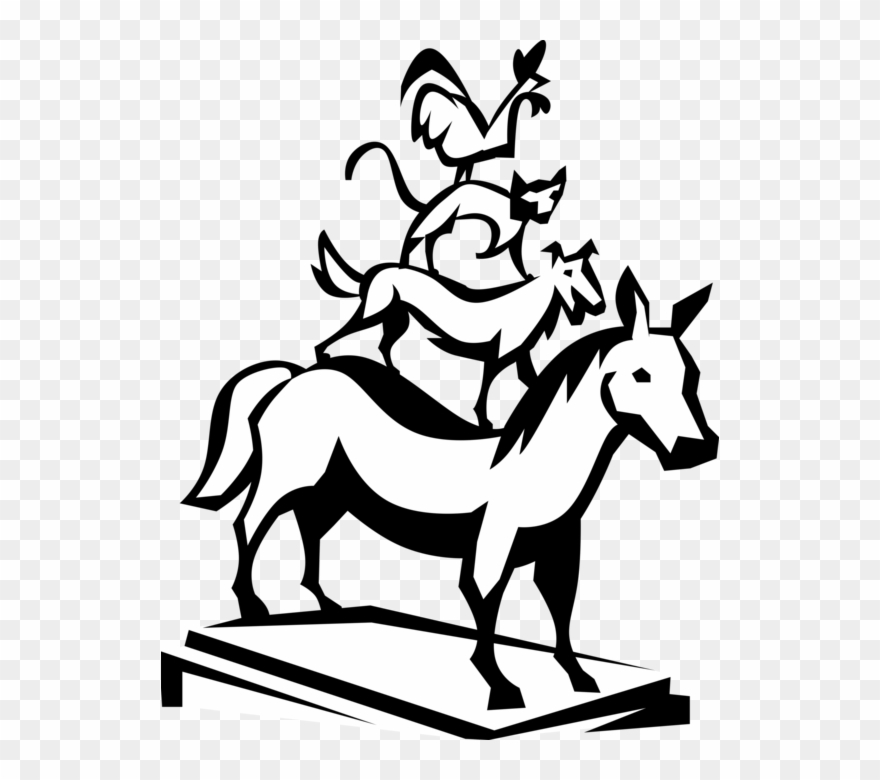 Vector Illustration Of Horse, Goat, Cat, And Rooster - Sorrel Clipart