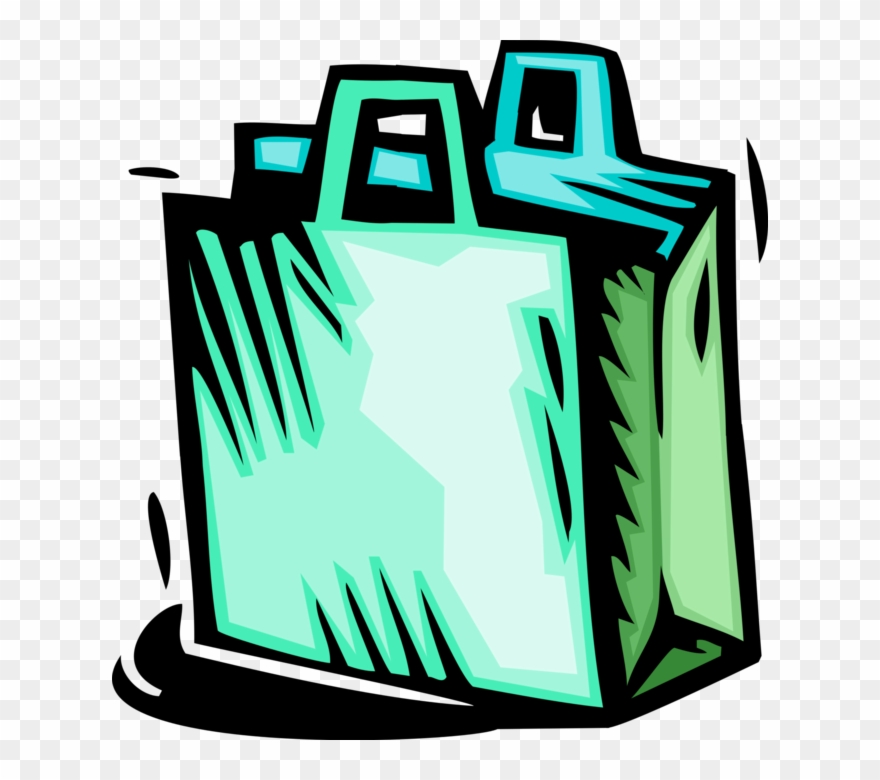 Vector Illustration Of Retail Grocery Shopping Bag - Douchebag T Shirt Clipart