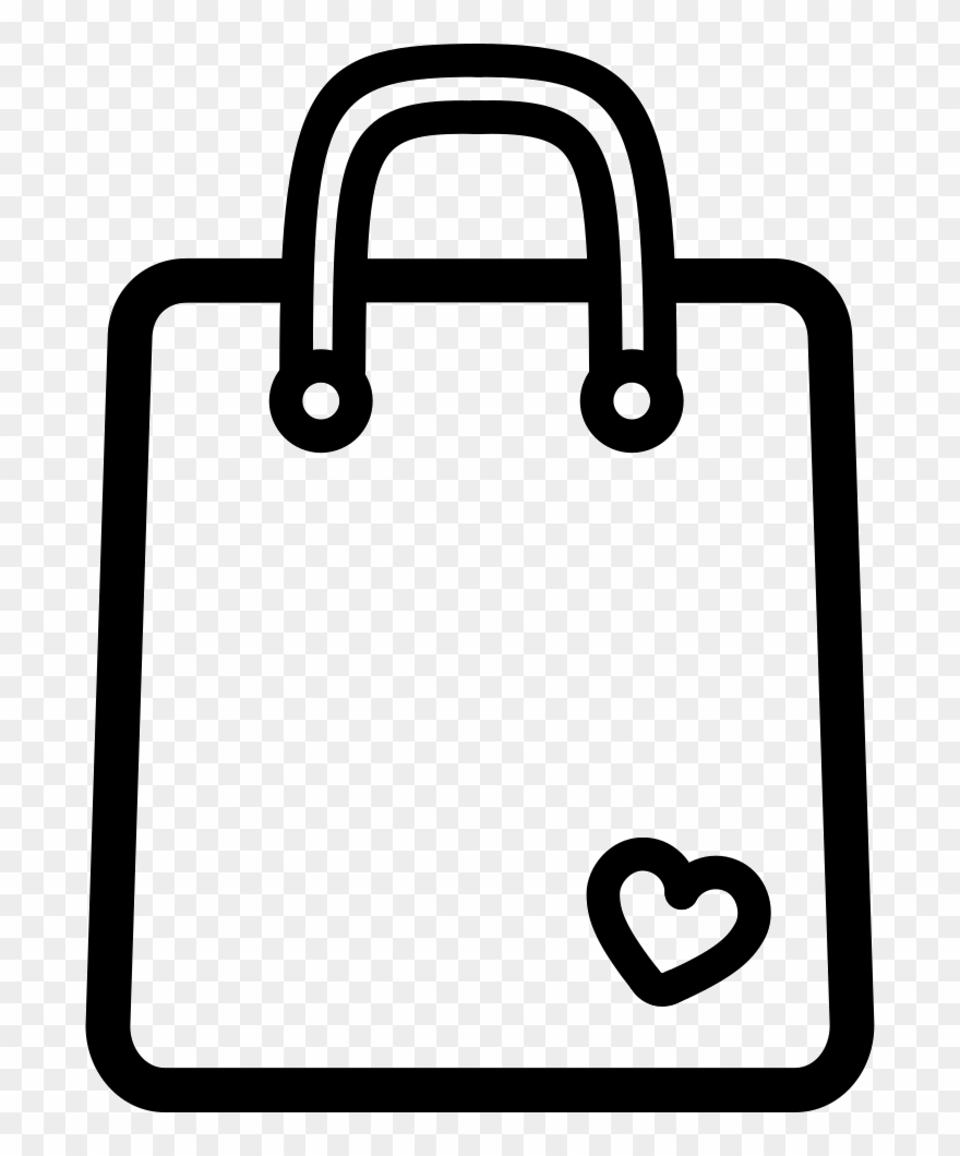 Shopping Bag Outline Tool With A Small Heart Svg Png - Shopping Bag Transparent Png Clipart