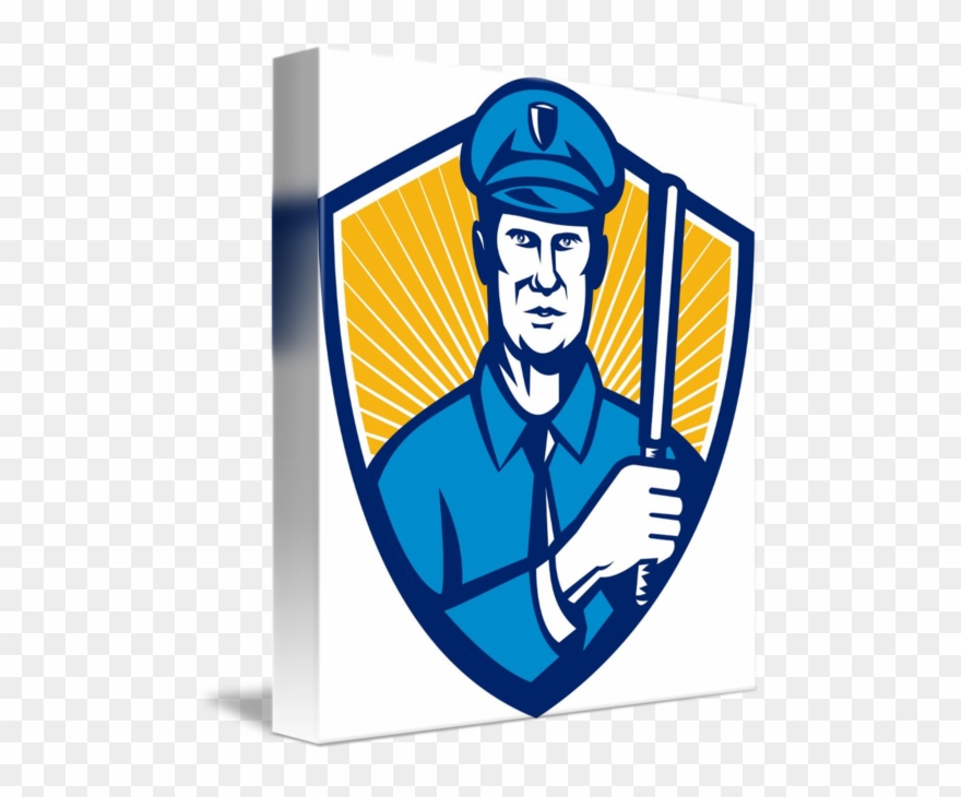 Vector Free Library Officer Shield Retro By Aloysius - Police Officer Clipart
