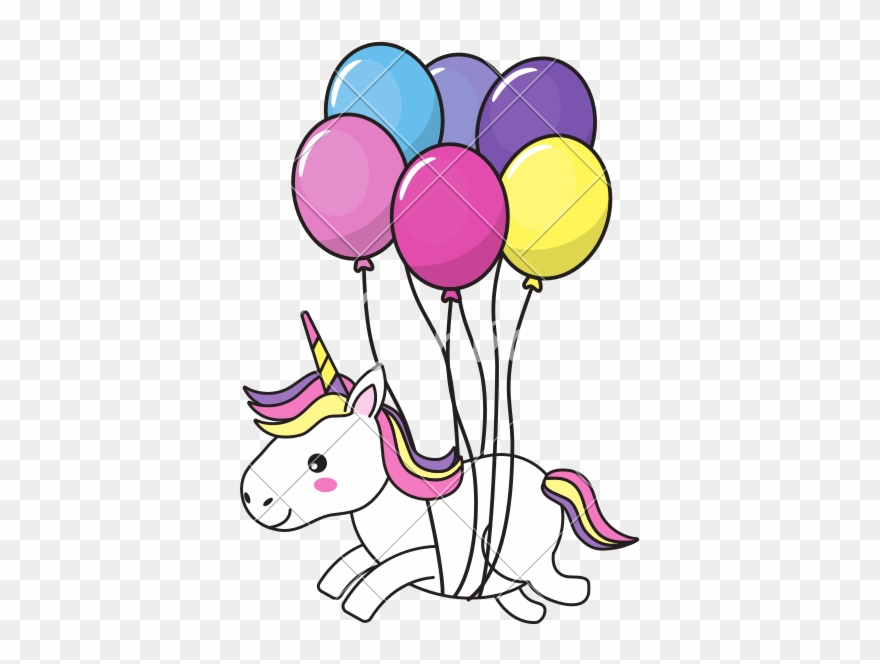 Ballon Drawing Balloon Decoration - Unicorn With Balloons Clipart - Png Download