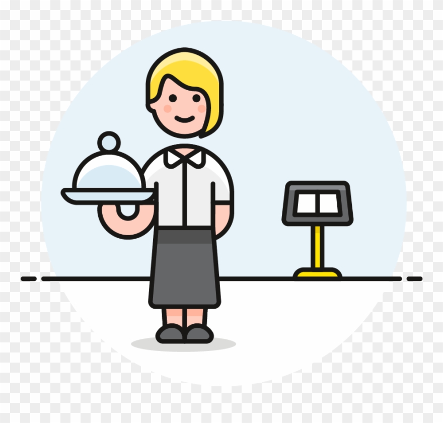 23 Waitress Caucasian - Cartoon Clipart