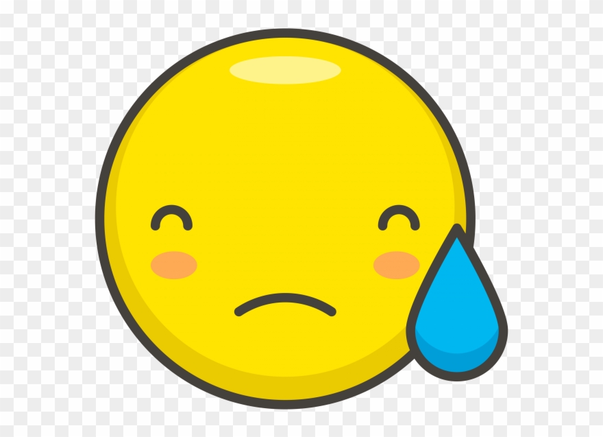 Downcast Face With Sweat Emoji - Emoji Clipart