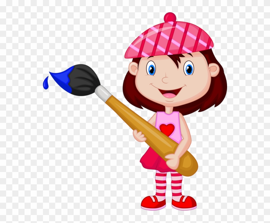 Little Girl Cartoon, Little Girls, Crafty Kids, Art - Niña Pintando Vector Clipart