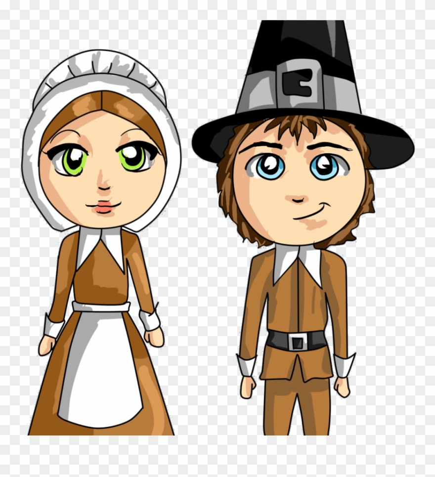Cartoon Girl Pilgrim Clipart