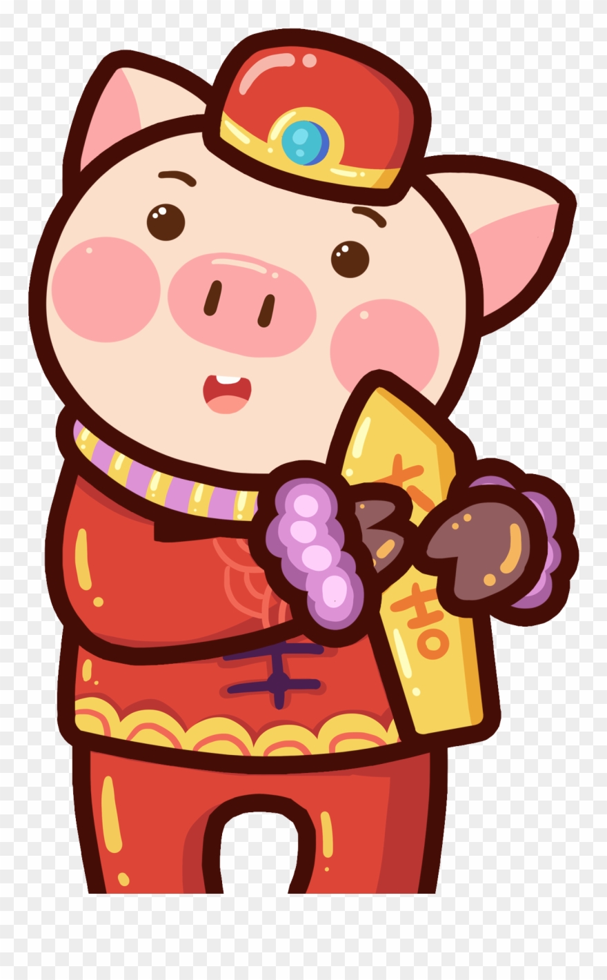 Hand Painted Tidal Pig Daji Sign Png And Psd - Illustration Clipart