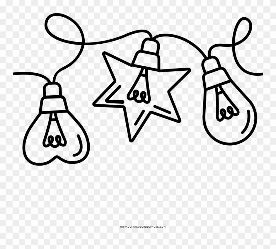 Christmas Lights Coloring Page - Dibujos De Guirnaldas Png Clipart