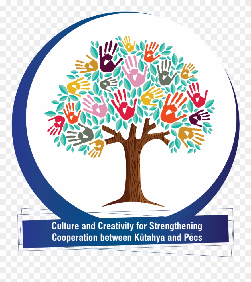 Follow Us - Tree With Hand Prints Clipart