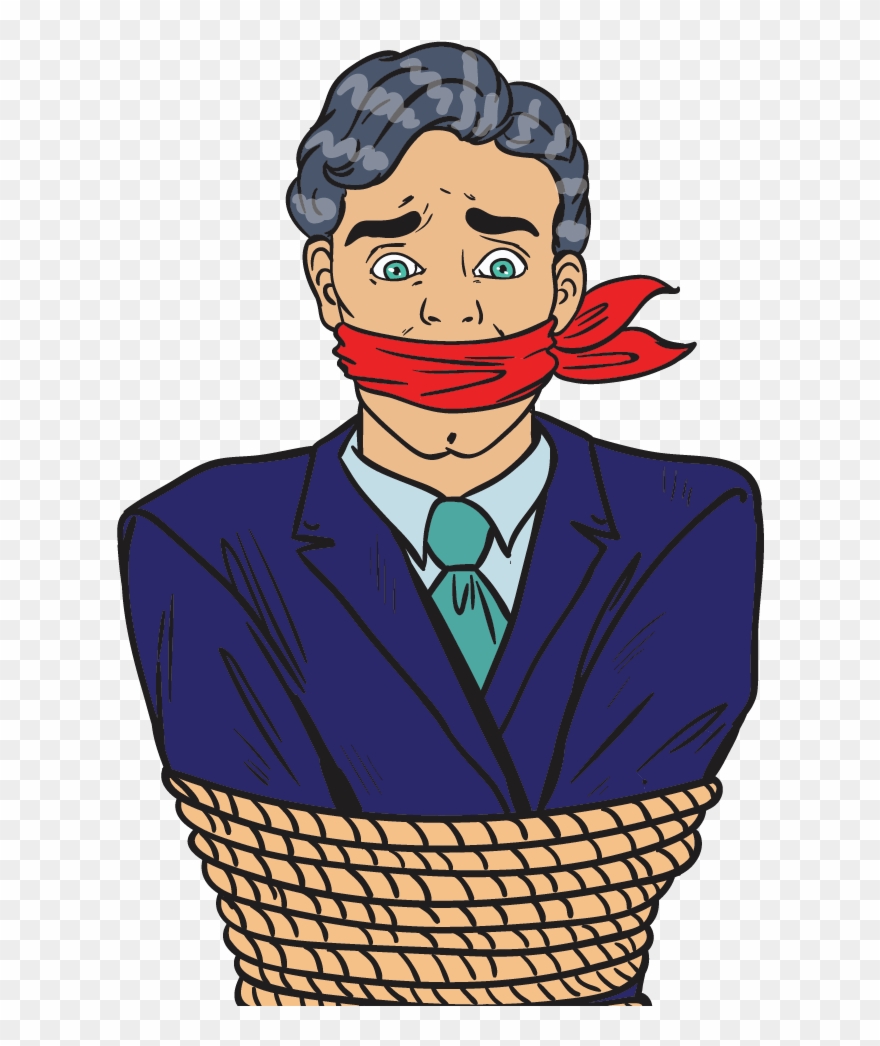 Call 3231 - Tied Up Man Cartoon Clipart