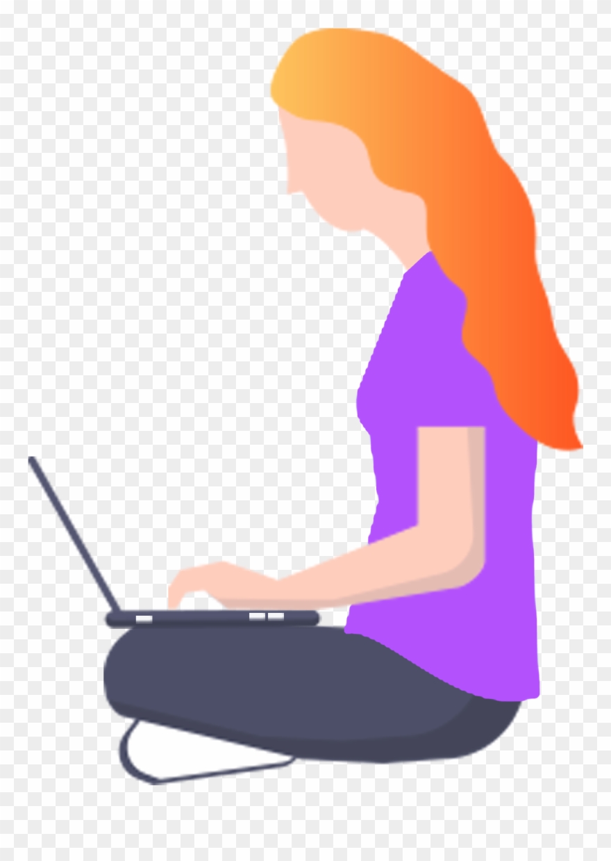 Flat Play Computer Girl Original Png And Psd - Computer Clipart