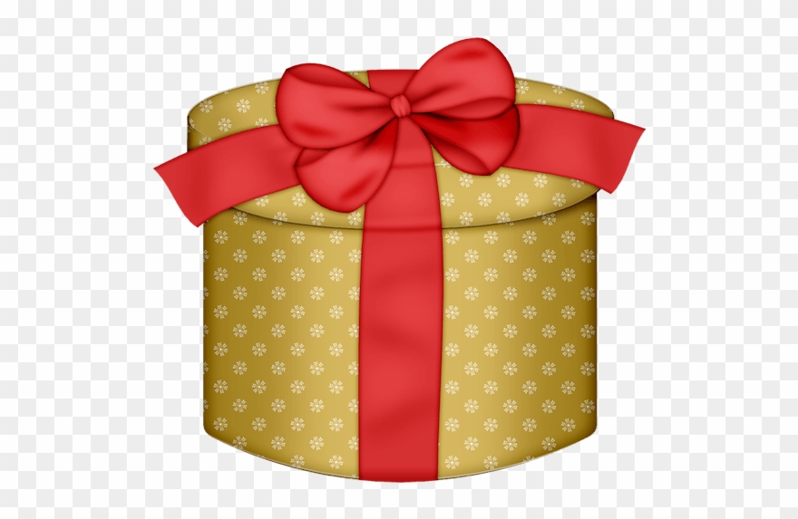 Yellow Round Gift Box With Red Bow Png Clipart - Gift Box Light Blue .png Transparent Png