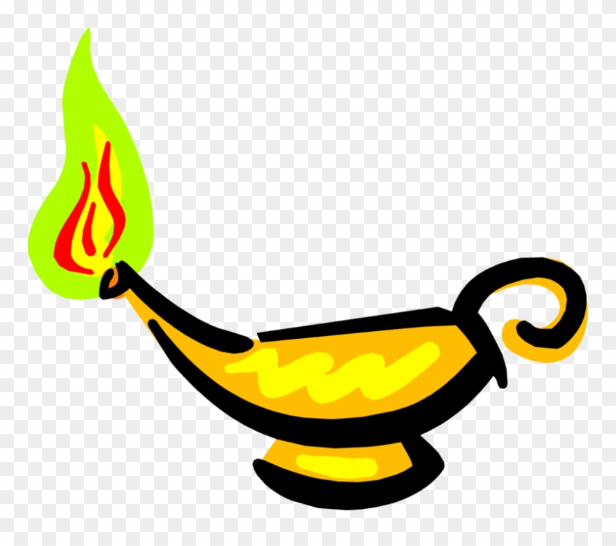 Vector Illustration Of Aladdin's Lamp Conjures Up Ghost - Oil Lamp Bible Clipart - Png Download