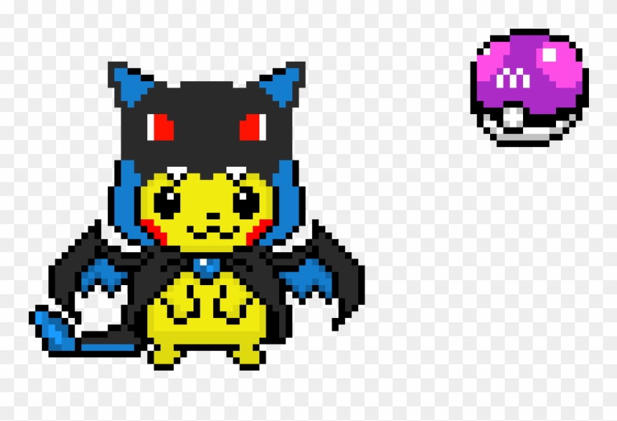 Master Ball Pikachu With Charizard - Pikachu Charizard Pixel Art Clipart
