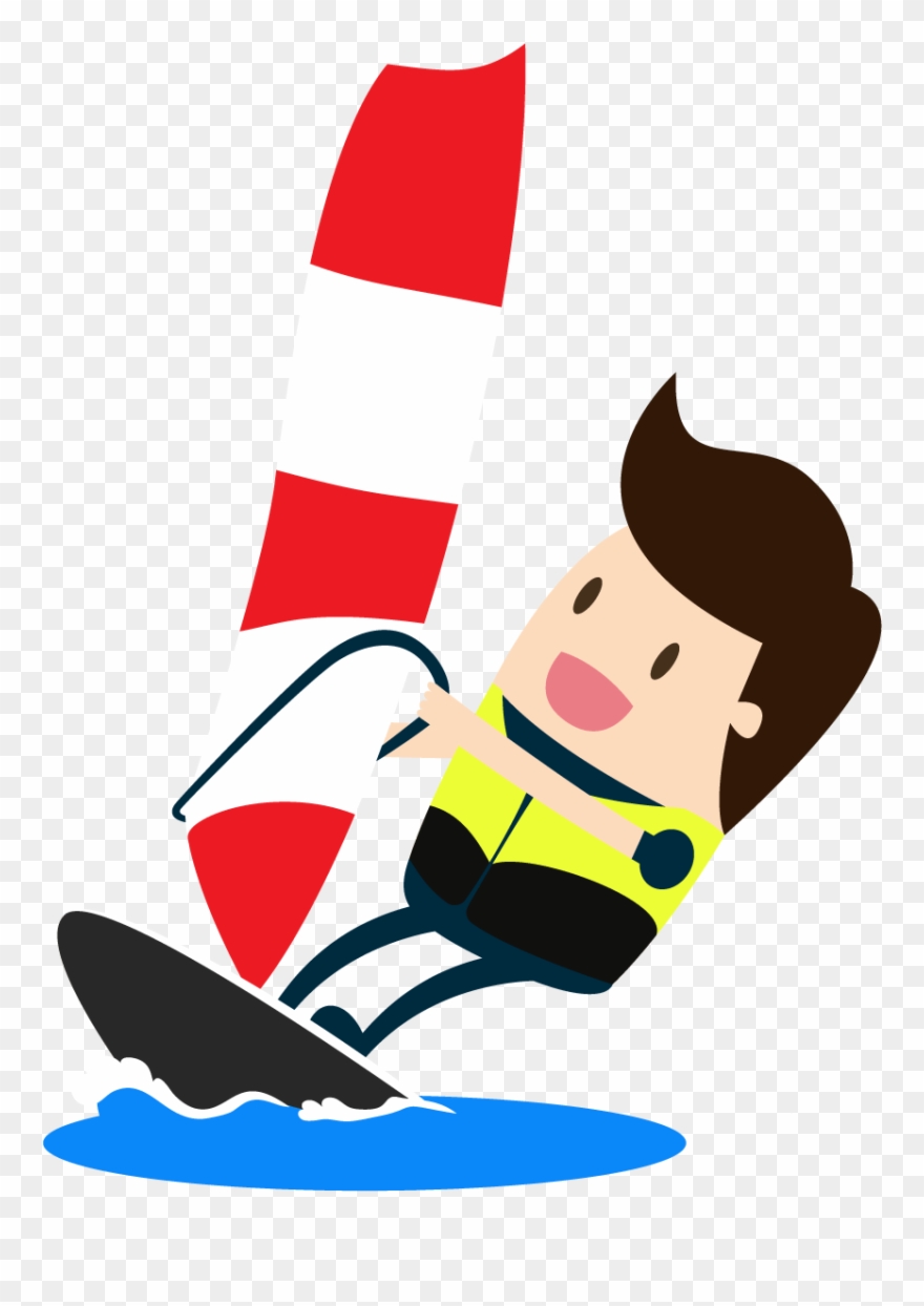 Windsurfing Er En Aktiv Sport, Hvor Du Nemt Og Hurtigt Clipart