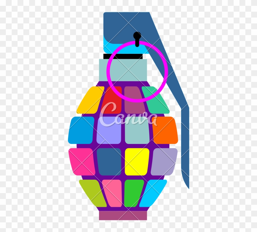 Hand Clip Colourful - Colorful Hand Grenade - Png Download