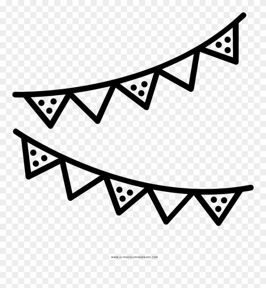Bunting Coloring Page - Bunting Icon Clipart