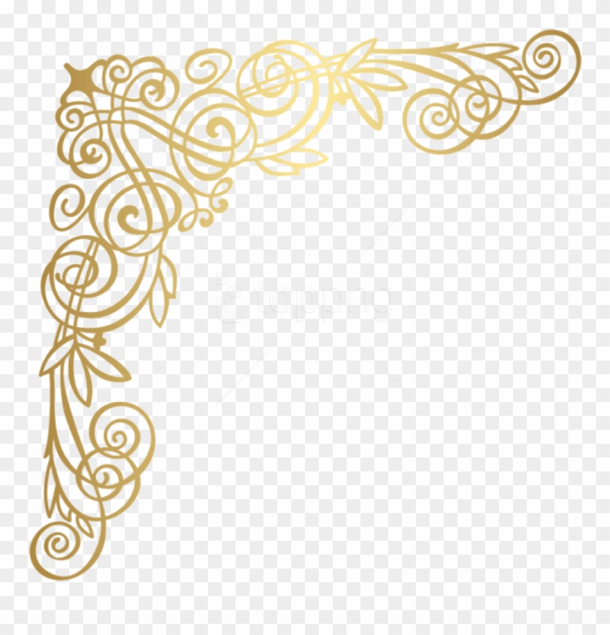 Corner Design Png - Golden Floral Design Png Clipart