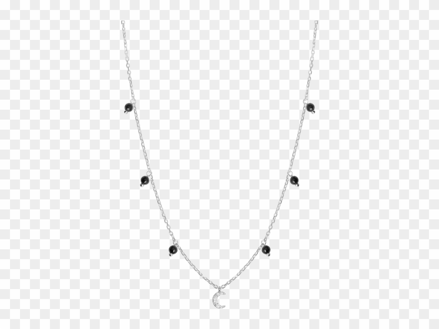 Gold And Diamonds Moon And Onyx Pampilles Necklace - Necklace Clipart