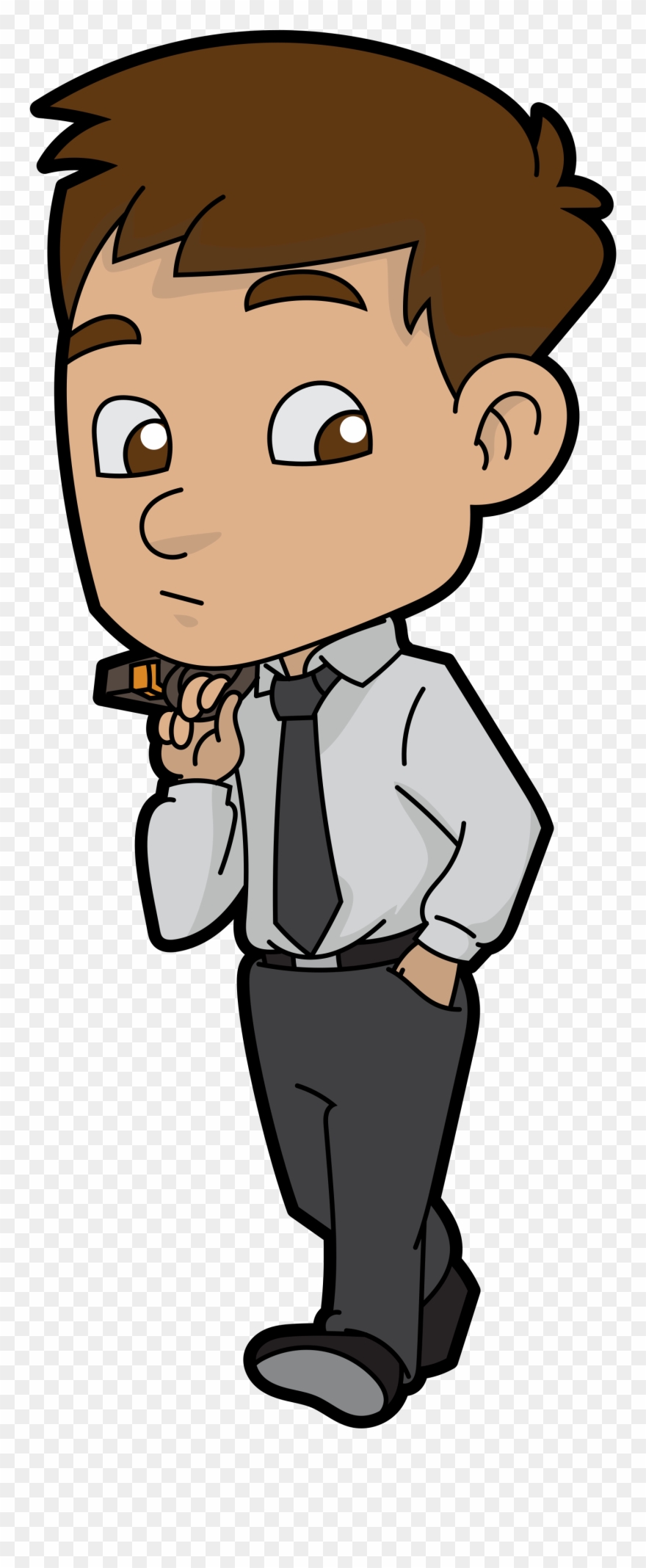 File While Walking Cartoon Businessman Svg Wikimedia - Curious Person Cartoon Png Clipart