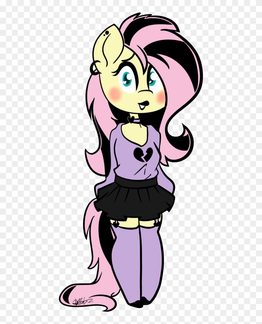 Anthro Artist Befishproductions Black Lipstick Blushing - Fluttershy Clipart