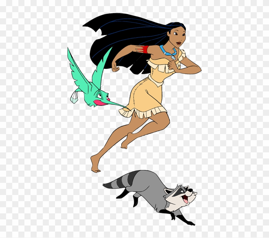Pocahontas With Friends And Family Clip Art - Pocahontas Meeko Flit - Png Download