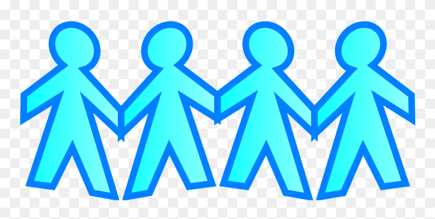 Blue Family Cliparts - Cartoon Stick People Holding Hands - Png Download