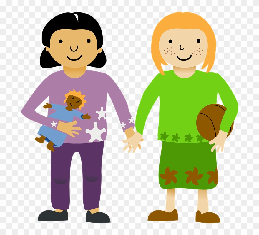 Children Girls Together - Old Generation And New Generation Clipart