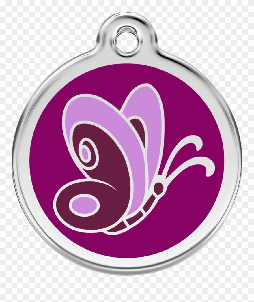 Red Dingo Stainless Steel & Enamel Purple Butterfly - Purple Butterfly 38mm Pet Tag By Red Dingo Clipart