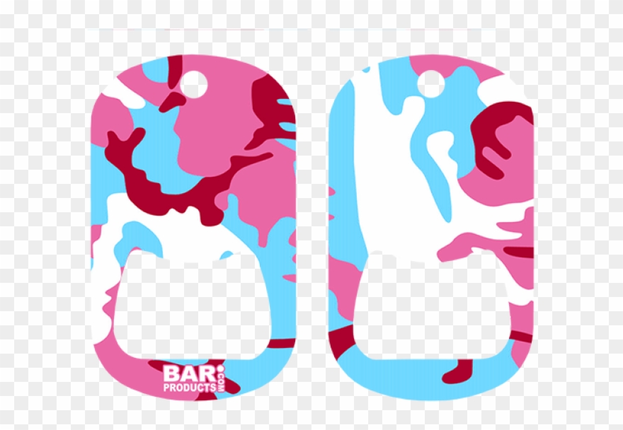Kolorcoat™ Dog Tag Opener - Dog Tag Bottle Opener - Blue / Pink Camo Clipart