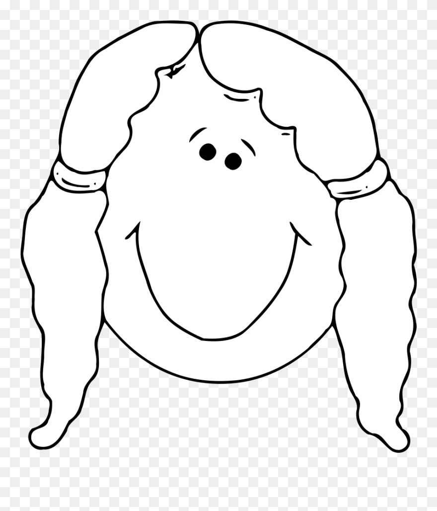Face Smiley Girl Woman - Outline Clipart Girl - Png Download