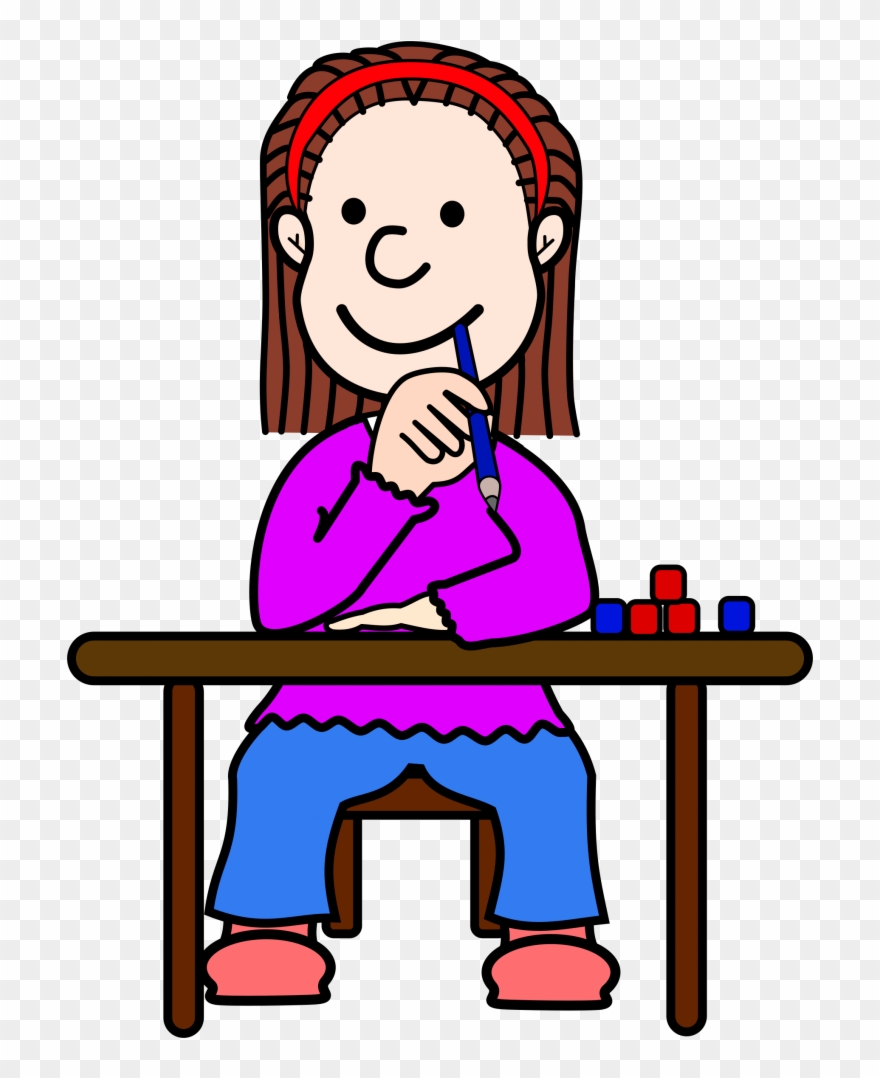 Student Thinking Thinking Student Cliparts Clip Art - Cartoon School Girl Thinking - Png Download