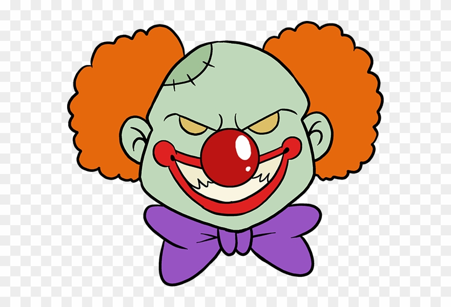 How To Draw Scary Clown - Drawing Scary Clowns Step By Step Clipart
